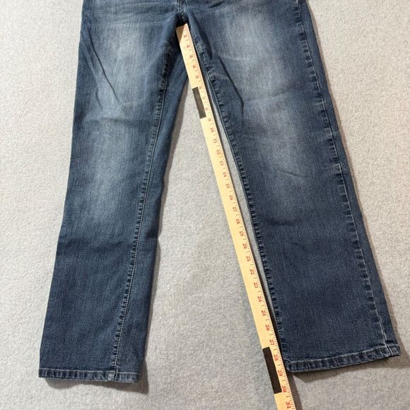 TK Axel Jeans Mens 34x32 Blue Straight Cut Denim Pants Thick Stitch Embroidered - Picture 5 of 13